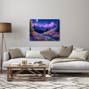 Tablou - Peisaj violet la lună plină (70x50 cm)