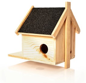 Căsuță pentru veveriță, alimentator, hibernare, 4 intrări, lemn de pin, netratat, realizat manual