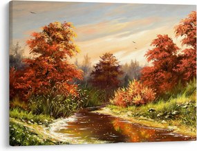 Tablou - Râu în peisaj de toamnă (70x50 cm)