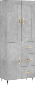 vidaXL Dulap înalt, gri beton, 69,5x34x180, lemn compozit