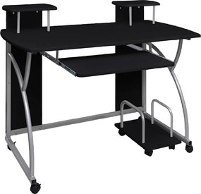 vidaXL Birou de computer, negru, 110x52x88,5 cm, lemn prelucrat