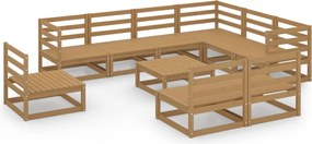 vidaXL Set mobilier de grădină, 10 piese, maro miere, lemn masiv pin