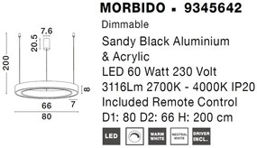 Pendul LED dimabil design modern MORBIDO negru 80cm