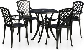 vidaXL Set mobilier bistro, 5 piese, negru, aluminiu turnat