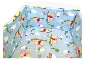 Lenjerie de patut bebelusi 120x60 cm 5 piese cu aparatori laterale pufoase CN Winnie de Plus albastru