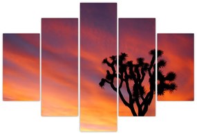 Tablou apus de soare deasupra siluetei unui copac (150x105 cm)
