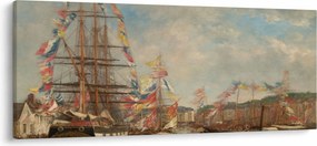 Tablou - Eugène Boudin, Festival in the Harbor of Honfleur, reproducere (120x50 cm)