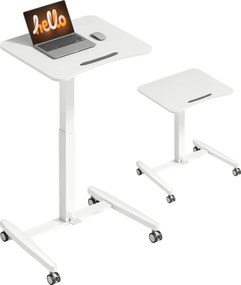 HOMCOM Birou Reglabil pe Înălțime, Blat Inclinabil, Roți și Cadru din Oțel, 60,5 x 52 x 75-114 cm, Alb | Aosom Romania