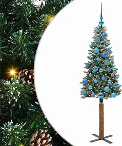 vidaXL Brad de Crăciun subțire Verde 150 cm PVC și lemn de PIN masiv