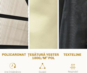 Outsunny Pavilion de grădină Hardtop 4.2 x 3.6 m, Draperii cu plasă împotriva insectelor, Structură din aluminiu, Maro+Crem | Aosom Romania