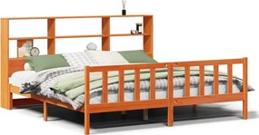 vidaXL Pat cu bibliotecă fără saltea maro 200x200 cm lemn masiv de pin