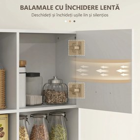 HOMCOM Dulap Înalt pentru Bucătărie cu Sertar, 4 Dulapuri și 3 Spații Deschise, 80x35x180 cm, Alb | Aosom Romania