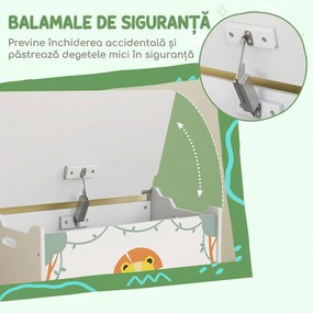 AIYAPLAY Cutie pentru Jucării cu Capac, Balamale de Siguranță și Mânere Adâncite, Organizator pentru Depozitarea Jucăriilor pentru Copii, Camera de Zi, Camera de Joacă, Verde | Aosom Romania