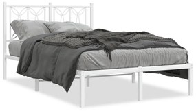 376175 vidaXL Cadru de pat metalic cu tăblie, alb, 120x200 cm