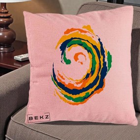 Perna Decorativa Vortex Abstract Colorat, 40x40 cm, Roz, Husa Detasabila, Perna Inclusa, BEKZ®