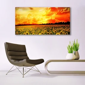 Tablouri acrilice Meadow Sunflowers Floral Verde Galben Maro