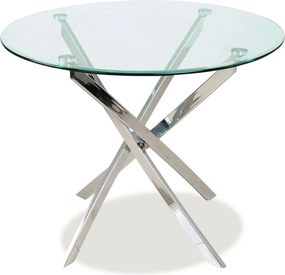 Masa AGIS, transparent/crom, sticla/metal, 90x90x73 cm
