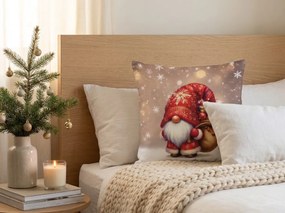 Husa 3D pentru perna din microfibra SANTA GNOME 45x45 cm, rosu