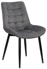 Scaun living modern gri BUC 206 din catifea cu picioare metalice
