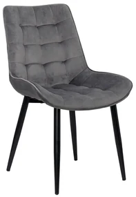 Scaun living modern gri BUC 206 din catifea cu picioare metalice