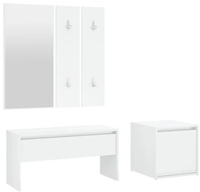 3082050 vidaXL Set de mobilier pentru hol, alb extralucios, lemn prelucrat
