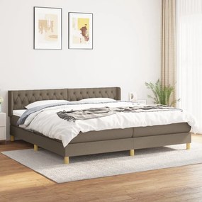 3130541 vidaXL Pat box spring cu saltea, gri taupe, 200x200 cm, textil