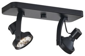 Spot de tavan de design negru GU10 70mm 2 lumini reglabil - Vo