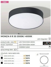 Plafoniera LED design slim MONZA II R50 3000K neagra ZZ AZ3674