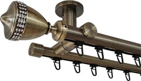 Galerie dublă VIENNA DUBLA 25/19 mm aur antic – țeavă profil cu canal, prindere tavan (Alege marime: 360 cm)