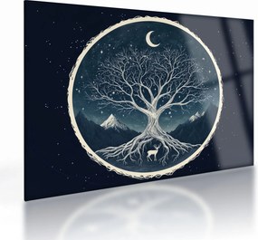 Tablou pe sticlă – Arbore magic cu cerb II. (70x50 cm)