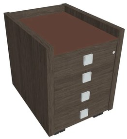 Comodă mobilă Verno 47 x 60 cm cu sticlă, 4 sertare, stejar antracit / maro
