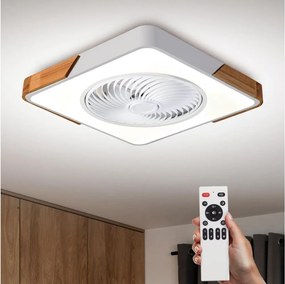 Brilagi-LED Lampă cu ventilator, reglabilă, LED/30W/230V 3000-6500K, alb/stejar + telecomandă