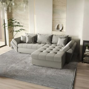 Colțar extensibil dumonde cu ladă de depozitare si sezut confortabil din spuma high-density, Loana Royal Grey II 270x185 cm