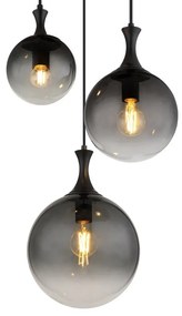 Lustra suspendata design modern DALTON 3L negru/fumuriu