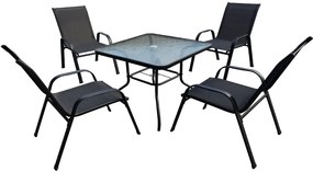 Set de gradina TAVERNO 1 + 4, masa 80x80 cm, negru