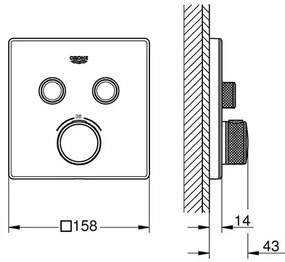 Baterie dus Grohe Grohtherm SmartControl termostatica patrata