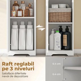 HOMCOM Dulap de Baie Înalt, Dulap Independent cu Raft Reglabil | Aosom Romania