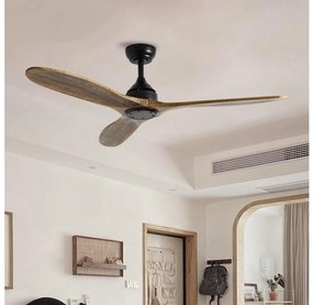 ZEVENTI - Ventilator de tavan LAURIA Wi‑Fi Tuya, negru/stejar, cu telecomandă