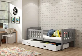 Supermobel Pat pentru copii KUBUS P1 + SD + saltea + somieră GRATIS, 80x190, alb, alb