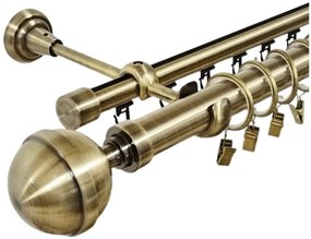 Galerie dubla Kula Lux, teava neteda si profil,grosime 25 si 19mm, aur antic (Alege marime: 140 cm)