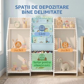 AIYAPLAY Bibliotecă și Organizator de Jucării pentru Copii, Metal, PAL, 93 x 30 x 76 cm, Alb | Aosom Romania