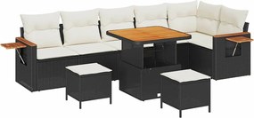 vidaXL Set de canapele pentru grădină 11 pcs Negru și Crem poliratan