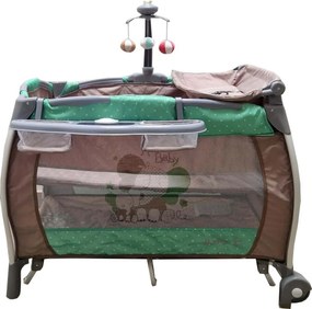 Patut Pliabil rotund cu balansoar, Tarc copii Baby Care™ PRO FRW, 2 Niveluri de inaltime, Cu melodii si Masa infasat, Carusel cu jucarii din plus,