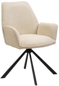 MAZZONI EXPORT YUNI Crem (material Monza 90) - SCAUN MODERN PIVOTANT TAPIȚAT BOUCLÉ PENTRU SALON/SUFRAGERIE/BIROU LOFT