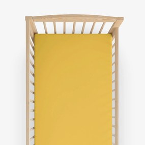 Goldea cearceaf pătuț din 100% bumbac cu elastic - galben-miere 70 x 140 cm