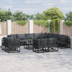 vidaXL Set de canapele pentru grădină 13 pcs Negru 70 x 70 x 32 cm