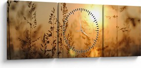 Tablou cu răsărit de soare (cu ceas) (90x30 cm)