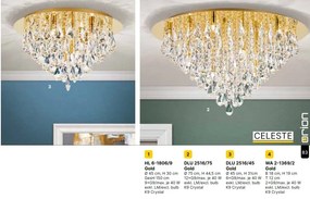 Plafoniera cristal K9 design elegant CELESTE D-45 aurie