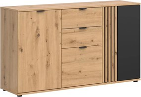 Comoda VABRES, stejar artisan/negru mat, PAL laminat, 151x40x87 cm
