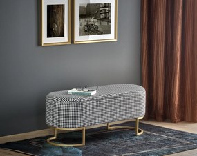 Banca cu spatiu de depozitare Harmony alb/negru/auriu - H42 cm
